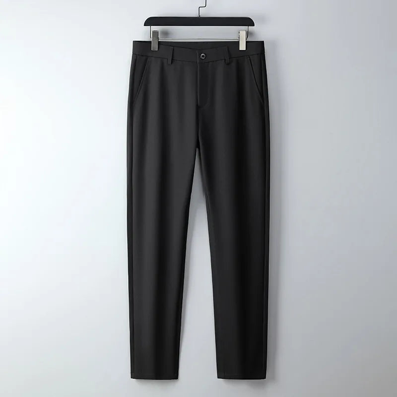 Men's smart casual pants elastic sports, men's quick drying pants spring and autumn straight leg office black work pants - Ellianto fashion Men's