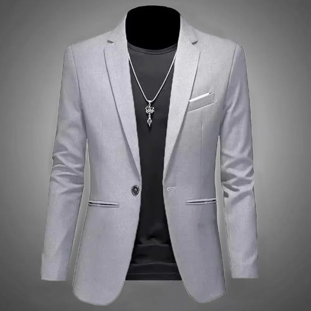 Men's Trendy Leisure Boutique Suit Jacket Autumn Casual Business Slim Fit Non-ironing Single Button Suit Solid Formal Blouse - Ellianto fashion Men's