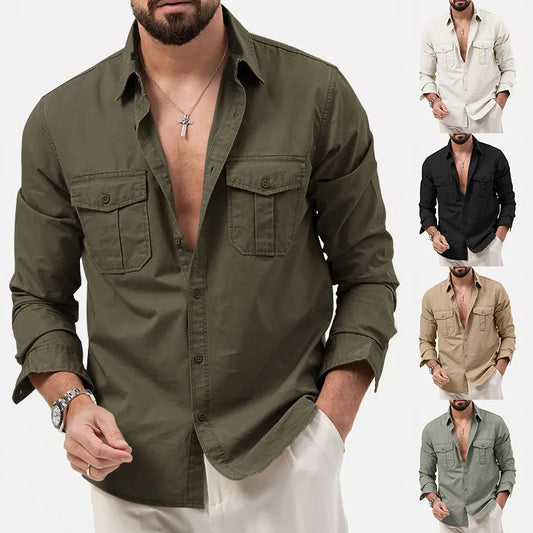 Men Shirt Mens Business Casual Shirts 2020 New Arrival Men Famous Brand Clothing Army Green Long Sleeve Camisa Masculina - Ellianto fashion Men's