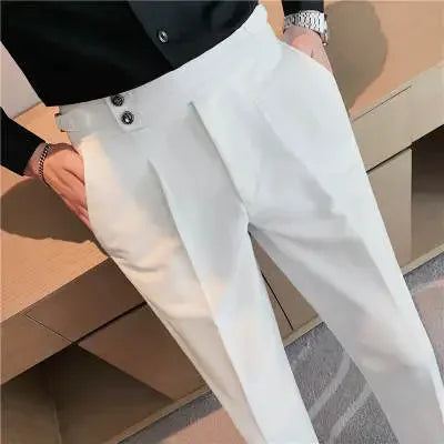 British Style Business Formal Trousers For Men Autumn Trendy Slims Smooths Your Silhouette Casual Pants Solid Color - Ellianto fashion Men's