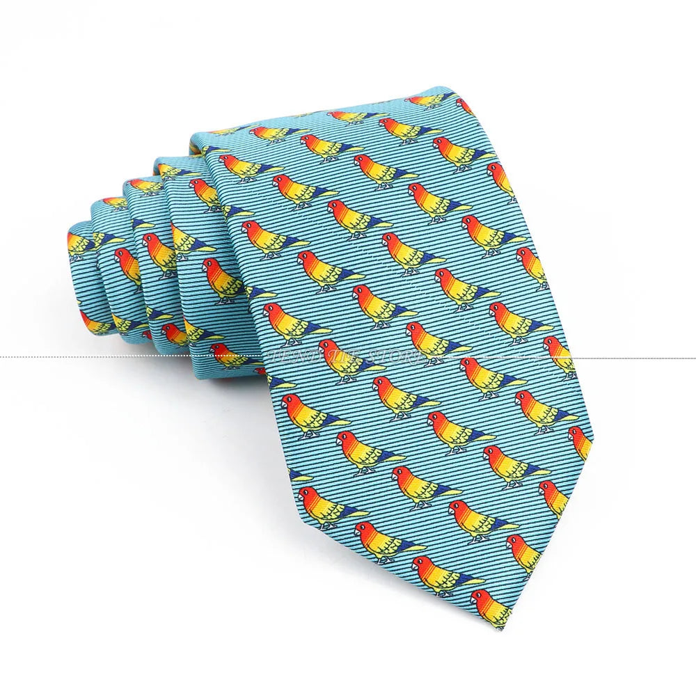 New 42 Colors Men Thin Silk Tie Soft Novelty Animal Fruit Skeleton Cravatas Casual Party Wedding Accessories Gift Free Shipping - Ellianto fashion Men's