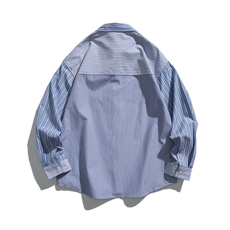 2025 Spring New Multi Stripe Loose Shirt Men Casual Long Sleeve Student Fashion Cityboy Japan Korean Streetwear Shirts - Ellianto fashion Men's