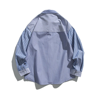 2025 Spring New Multi Stripe Loose Shirt Men Casual Long Sleeve Student Fashion Cityboy Japan Korean Streetwear Shirts - Ellianto fashion Men's