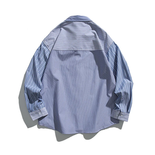 2025 Spring New Multi Stripe Loose Shirt Men Casual Long Sleeve Student Fashion Cityboy Japan Korean Streetwear Shirts - Ellianto fashion Men's
