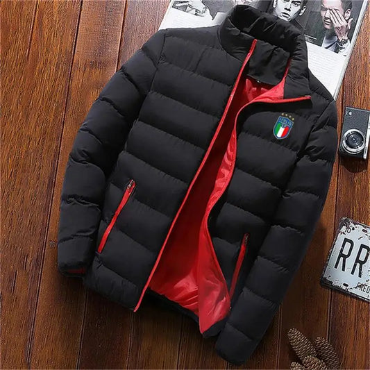 Men's Solid Thick Jacket, Parka Jacket, High Neck, Outdoor, Camping, Fashion, Winter2025 - Ellianto fashion Men's