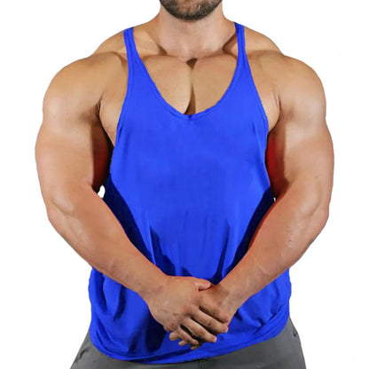 Men's Basic Solid Color Cotton Tank Tops Sleeveless Y-Back Vest Gym Muscle Training Athletic Workout Undershirt Activewear - Ellianto fashion Men's