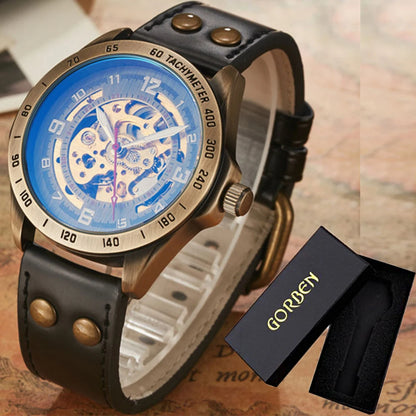 Wrist Watch For Men Waterproof Automatic Mechanical Watch Men's watch Retro montre homme with Genuine Leather relogio masculino - Ellianto fashion Men's
