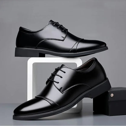 Large Size Men's Leather Shoes Business Formal Derby Breathable Double Buckle Wedding Work Security Office Shoes - Ellianto fashion Men's