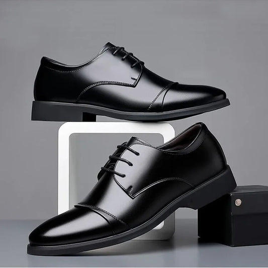 Large Size Men's Leather Shoes Business Formal Derby Breathable Double Buckle Wedding Work Security Office Shoes - Ellianto fashion Men's