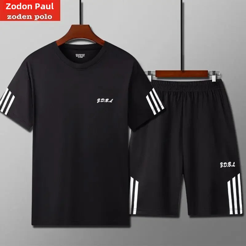 2025 Summer New Men's Round Neck Short Sleeve Casual Loose-fit Quick Dry Breathable Sports Suit - Ellianto fashion Men's