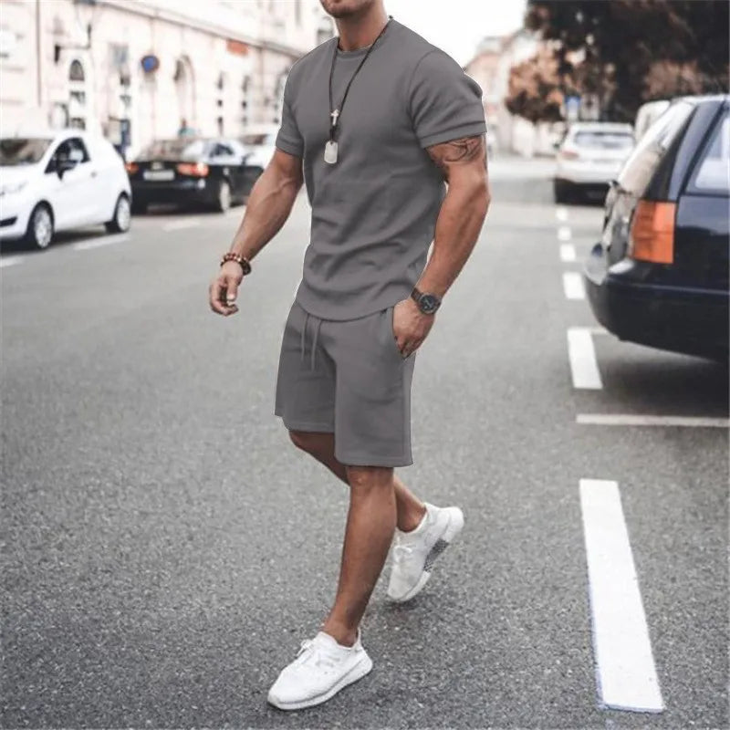 Men's Casual Sports Suit Quick Drying Short Sleeved T-shirt Loose Shorts Street Trend Two-piece Set Multi-color - Ellianto fashion Men's