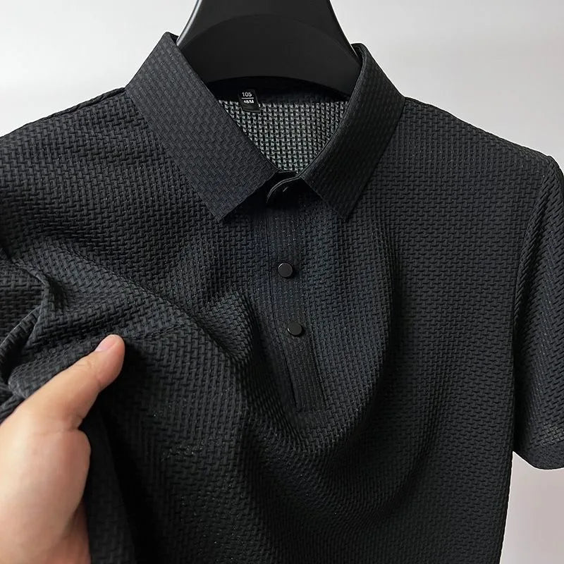 New Ice Silk ort Sve irt Men's Summer Thin Me Breathable Cool Feeling Collar Busin Top Trendy Faion Urban ... - Ellianto fashion Men's
