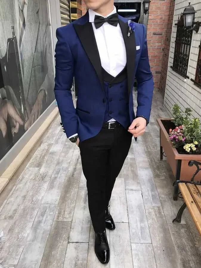 Slim Fit Formal Men Suits 3 Pcs Groom Tuxedos Notch Lapel Olive Green Groom Tuxedo for Wedding Best Man (Jacket + Vest + Pants) - Ellianto fashion Men's
