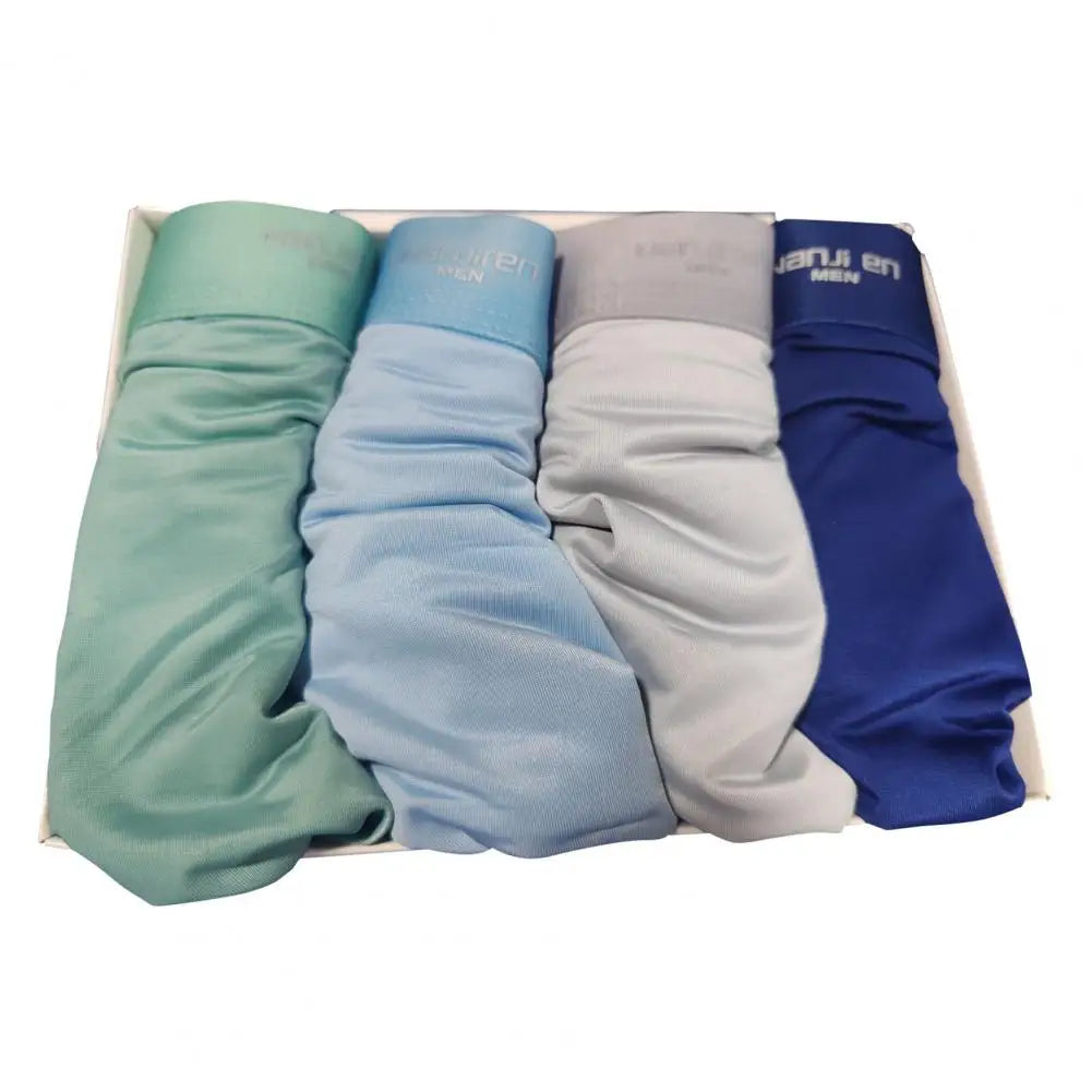 4pcs Boxer Shorts Men's Ice Silk Underwear Cool Underpants Breathable Sexy Thin Panties U Convex Lingerie Wholesale Lots L-6XL - Ellianto fashion Men's