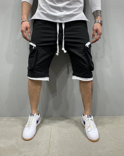 Mens Summer Cargo Shorts Cotton Workout Fitness Shorts Breathable Jogger Training Gyms Bodybuilding Multi Pocket Yellow Shorts - Ellianto fashion Men's