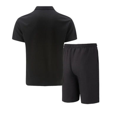 2025 simple men's suit summer new short sleeve shorts two-piece outdoor leisure handsome men's solid color trend suit - Ellianto fashion Men's