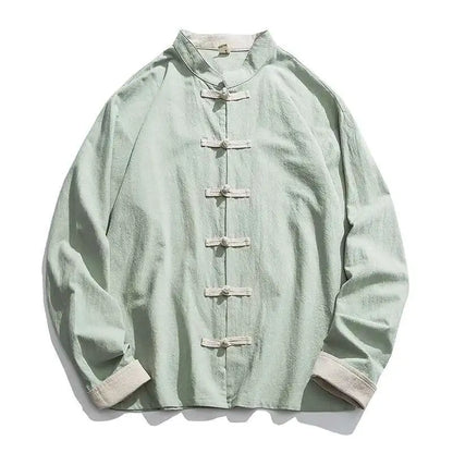 Mens Traditional Chinese Clothing Spring Autumn Solid Tang Suit Men Kung Fu Tai Chi Master Costume Male Tops Jackets Gift - Ellianto fashion Men's
