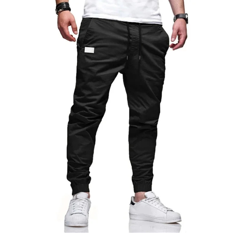 2025 New Cargo Pants Men's Loose Straight sports Clothing Solid color sweatpants Versatile Joggers Woven Casual Male Trousers - Ellianto fashion Men's