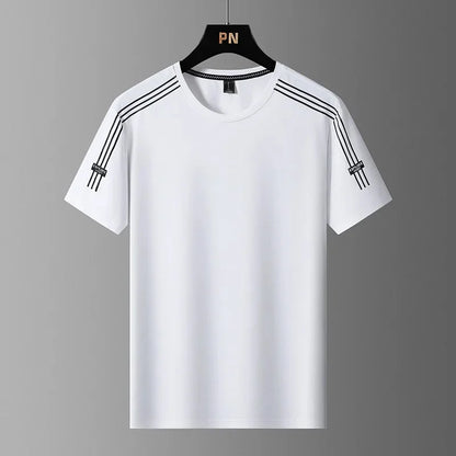 Summer Printed Ice Silk Men's T-shirt Sport Casual Running Fitness Breathable Short Sleeve Large Size Quick Dry Top - Ellianto fashion Men's