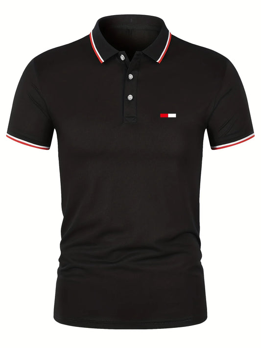 Men's 100 cotton summer casual fashion loose plus size flag pattern printed lapel short sleeved polo shirt top travel outfit - Ellianto fashion Men's
