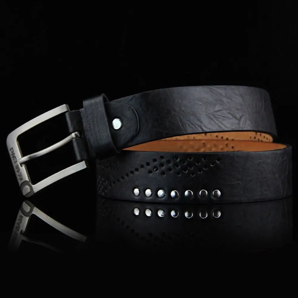 Simple Leather Men's Belt Luxury High Quality Classic Buckle Business Cowboy Vintage Waistband Alloy Belts - Ellianto fashion Men's
