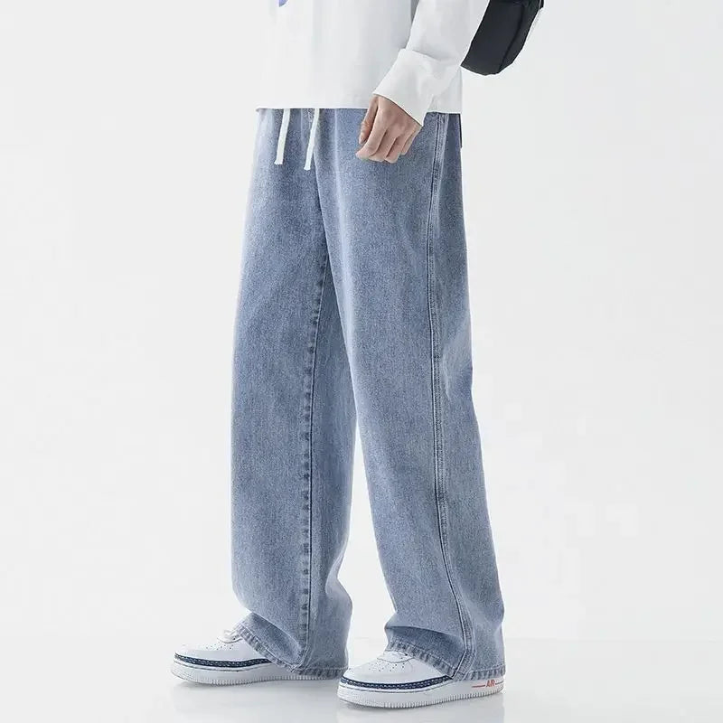 Loose Straight Leg Men's Jeans Summer Trendy Casual Versatile Handsome New Style Long Pants Clothing Matching - Ellianto fashion Men's