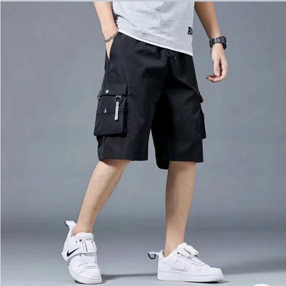 Workwear shorts, men's multiple pockets, medium shorts, summer thin loose cropped pants - Ellianto fashion Men's