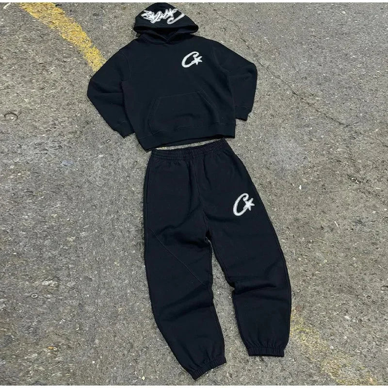 American retro casual letter oversized hoodie men's Y2k clothing loose Harajuku zipper long sleeved sweatshirt for couples