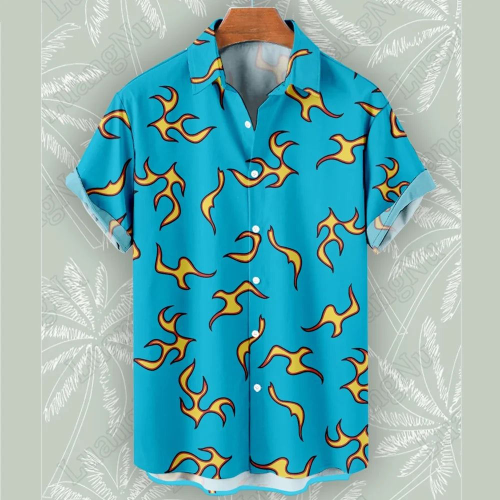 The Creator Golf Fire Flame Blue Hawaiian Shirt – Lightweight, Bold Summer Style for Effortless Beach and Streetwear Comfort for the Modern Gentleman