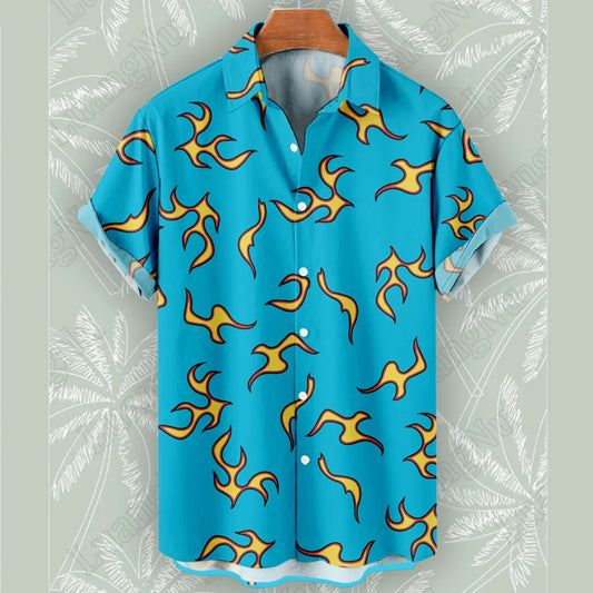 The Creator Golf Fire Flame Blue Hawaiian Shirt – Lightweight, Bold Summer Style for Effortless Beach and Streetwear Comfort for the Modern Gentleman