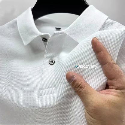 2025 men's comfortable polo shirt, luxurious, atmospheric, breathable, casual and fashionable, with a lapel design for summer - Ellianto fashion Men's