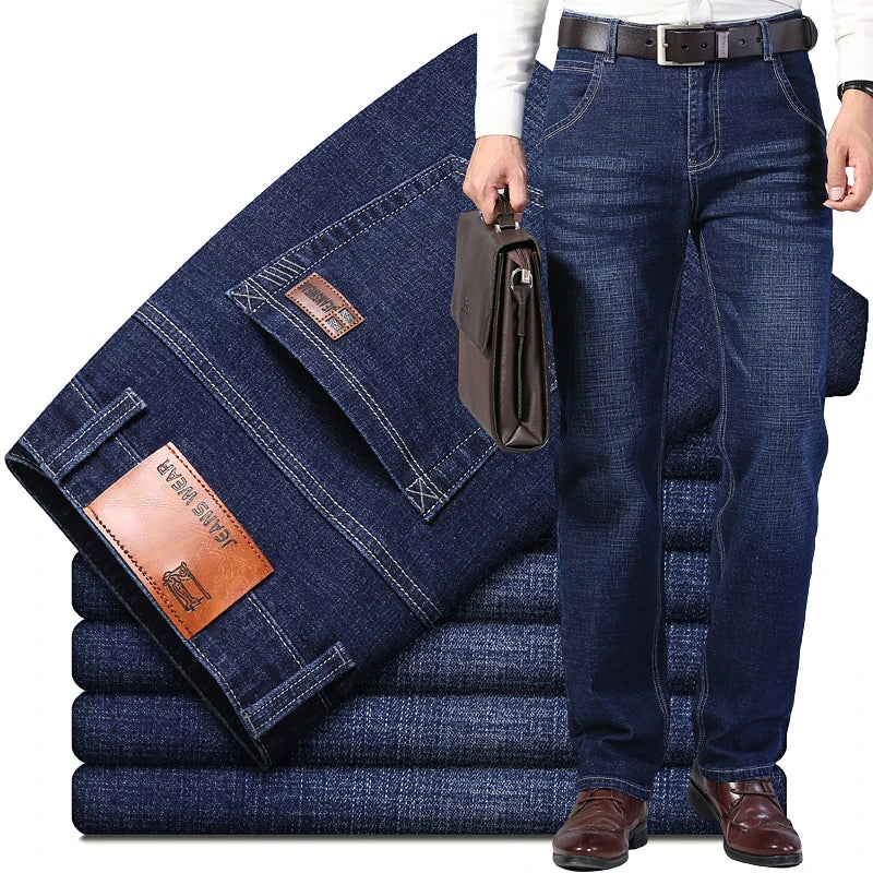 Man Stretch Straight Fit Jeans Man Soft Black Men's Jeans Pants Masculino Denim Overalls Trousers - Ellianto fashion Men's