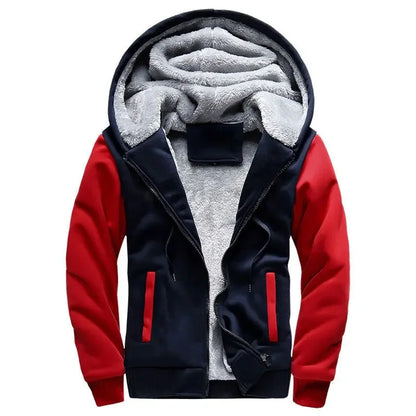 Men’s Hooded Fleece-Lined Baseball Jacket – Warm, Thickened Sweatshirt with Sporty Korean Style for Autumn-Winter Comfort