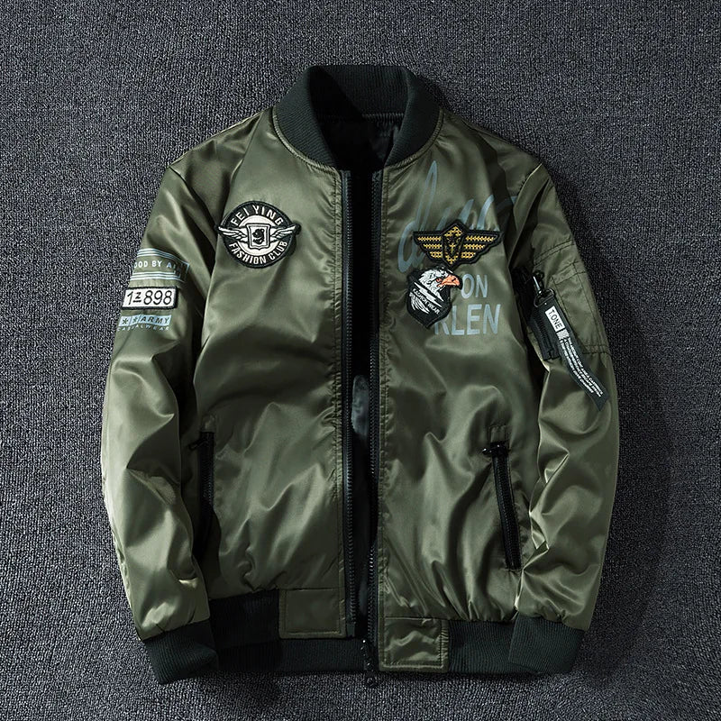 New Mens Bomber Jacket Coat Male Reversible Jacket Embroidery Oversized Casual Jacket Streetwear Men Clothing 7XL A5FB3