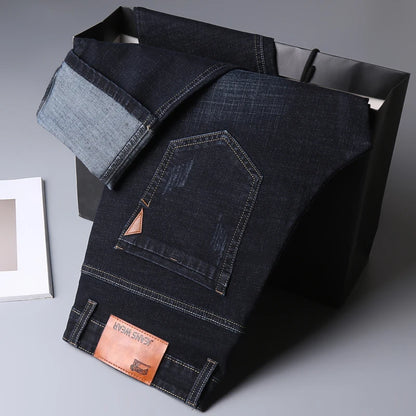 Man Stretch Straight Fit Jeans Man Soft Black Men's Jeans Pants Masculino Denim Overalls Trousers - Ellianto fashion Men's