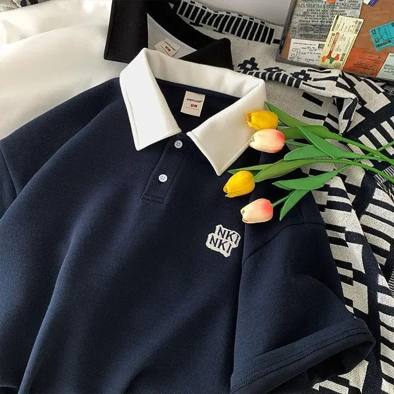 Trendy Insider Men's Polo Shirt Short Sleeve Casual Loose Fit Couple's Wardrobe Piece Sensible Niche Top Summer Fashion - Ellianto fashion Men's