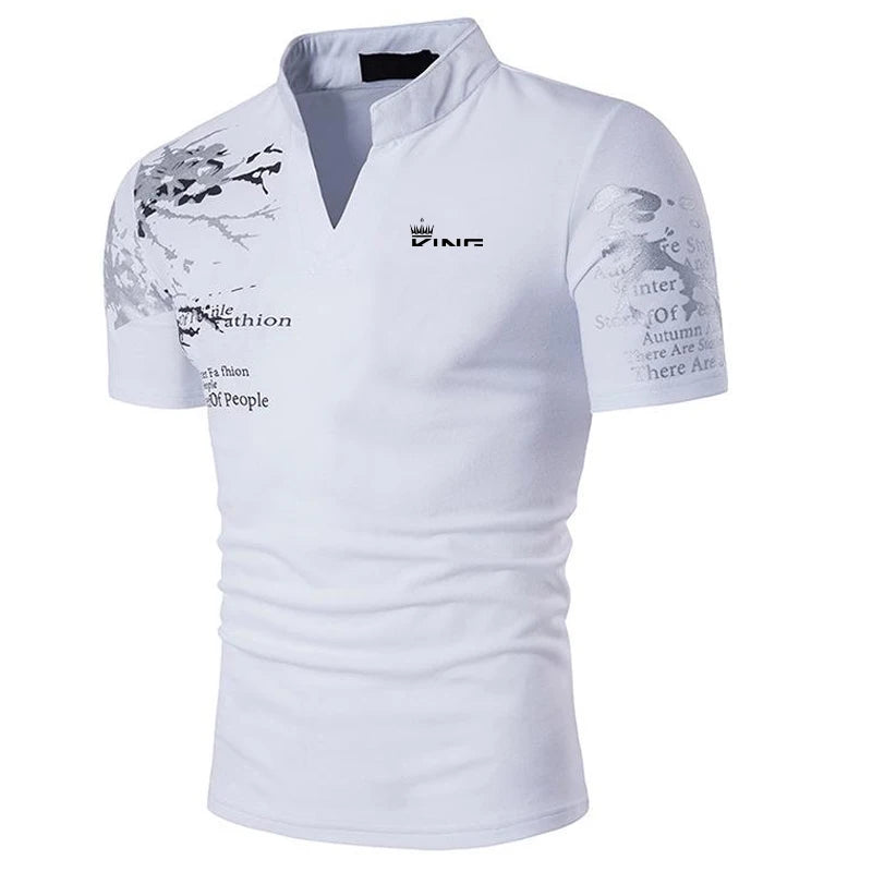 Men's Polo Shirt Golf Shirt Graphic Prints V Neck Outdoor Street Short Sleeves Print Clothing Sports Fashion Streetwear Designer - Ellianto fashion Men's