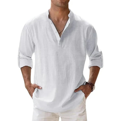 Lightweight Streetwear Henley – Breathable Cotton-Linen Comfort and Effortless Style for the Modern Man