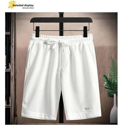 Casual Men's Sportswear Set Summer Short Sleeve Drawstring Shorts Loose Five-Quarter Pants Thin Male Outfit Two-Piece Suit - Ellianto fashion Men's