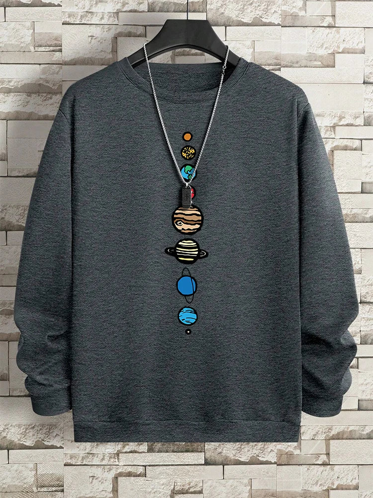 Planets In The Solar System Men Women Hoody Cartoon Crewneck Clothes Casual Comfortable Sweatshirts Warm Pullover Sweatshirt