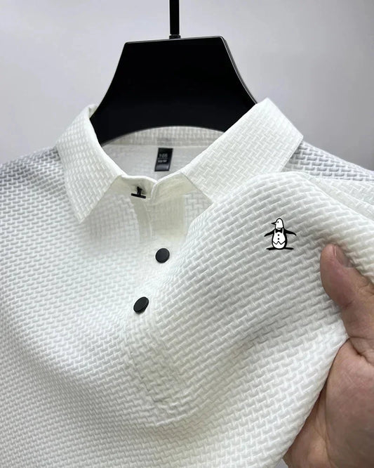 Men's Solid Color Polo Shirt Summer New Casual Fashion Business Lapel T-shirt Breathable Cool Men's Short-sleeved Top - Ellianto fashion Men's