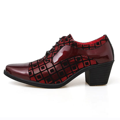 Men Formal Shoes High Heels Business Dress Shoes Male Oxfords Pointed Toe Formal Shoe for Man Luxury Wedding Party Leather Shoe - Ellianto fashion Men's