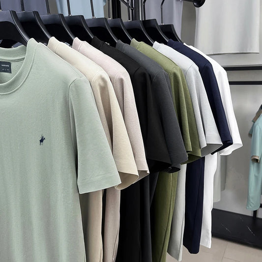 High end designer brand short sleeve T-shirt men's summer new fashion Paul Pony embroidery casual ice silk cotton breathable top - Ellianto fashion Men's