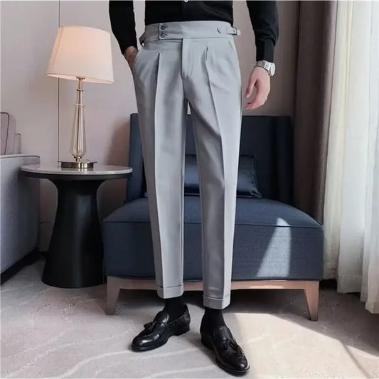 British Style Business Formal Trousers For Men Autumn Trendy Slims Smooths Your Silhouette Casual Pants Solid Color - Ellianto fashion Men's