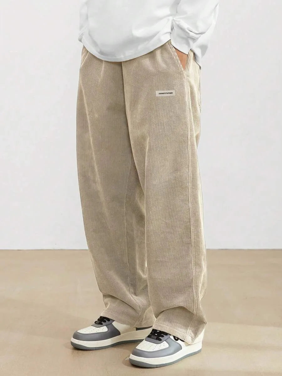 Corduroy pants men clothing Sweatpants Loose-Fit Casual Pants man baggy hosen Regular Length Trousers men cargo pants women - Ellianto fashion Men's