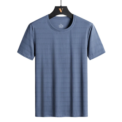 CHRLCK Plus Size Summer Ice Silk Short Sleeve T-Shirt Men's Loose Thin Sports T-shirt For Seniors Outdoor Fitness Casual T-shirt - Ellianto fashion Men's