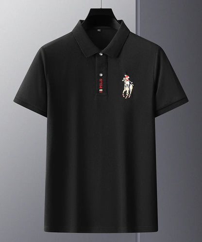 Brand Embroidered Men's Pure Cotton Popsicle Cotton Short Sleeved Polo Shirt Summer New Business Casual Breathable Men's Top 4xl - Ellianto fashion Men's