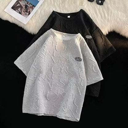 Summer Casual Sportswear Men's Short Sleeve T-Shirt And Shorts Set Loose Fit Trendy Brand Five-Quarter Length Comfortable - Ellianto fashion Men's