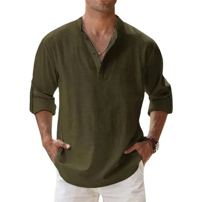 Lightweight Streetwear Henley – Breathable Cotton-Linen Comfort and Effortless Style for the Modern Man