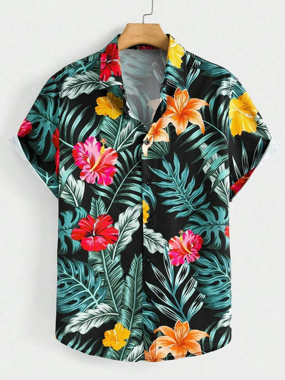 Hawaiian Botanical Print Short-Sleeve Shirt – Lightweight, Breezy Comfort and Effortless Seaside Style for the Modern Gentleman